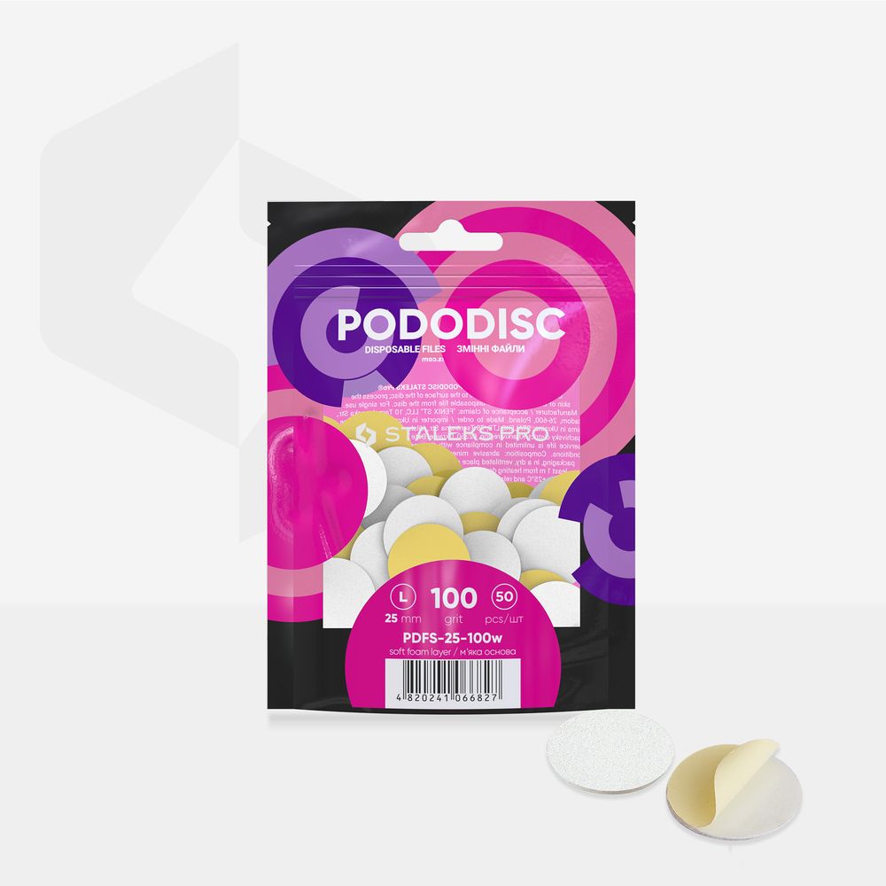 Staleks Disposable White Files on Soft Foam Layer for PODODISC L EXPERT 100 Grit (50 pcs)