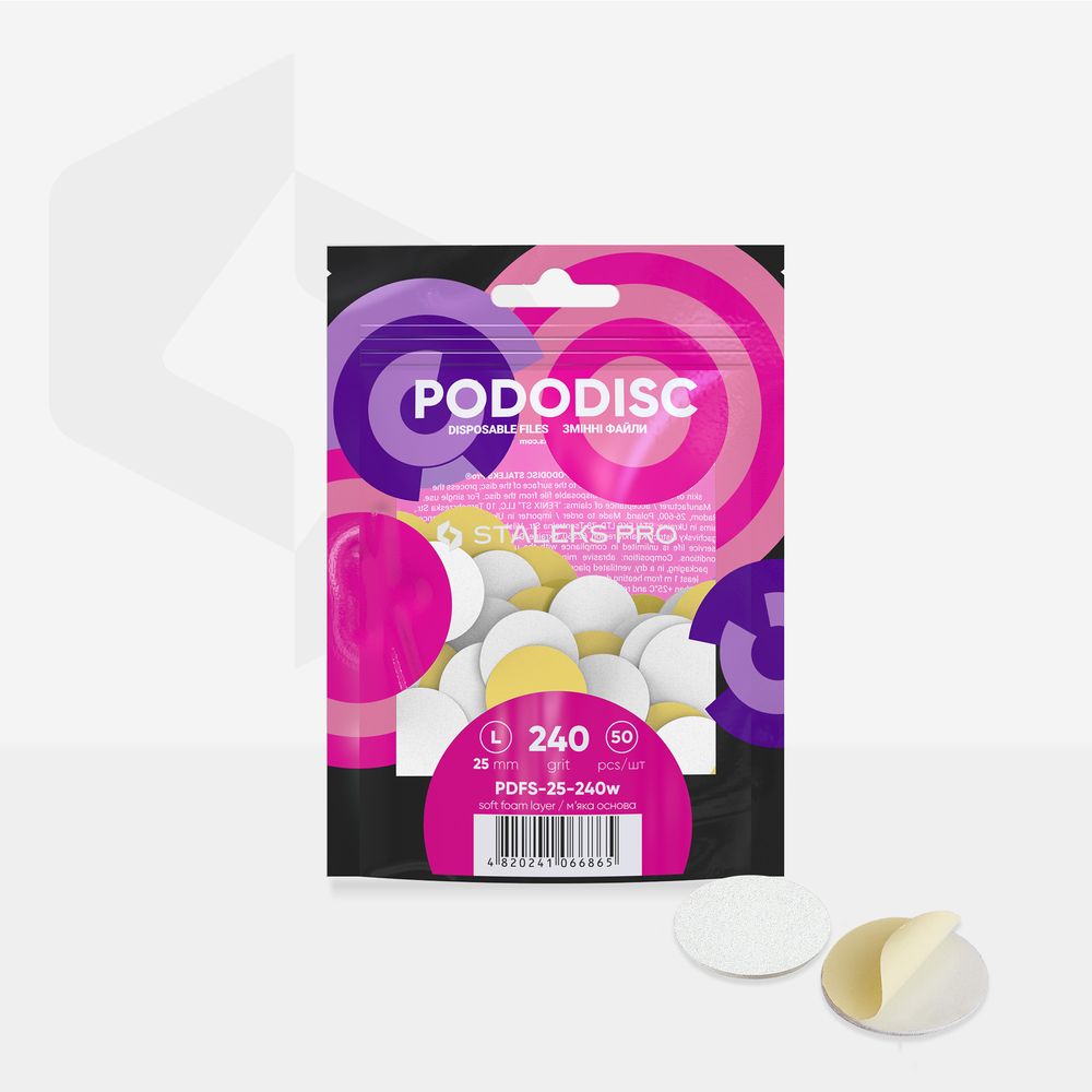 Staleks Disposable White Files on Soft Foam Layer for PODODISC L EXPERT 240 Grit (50 pcs)