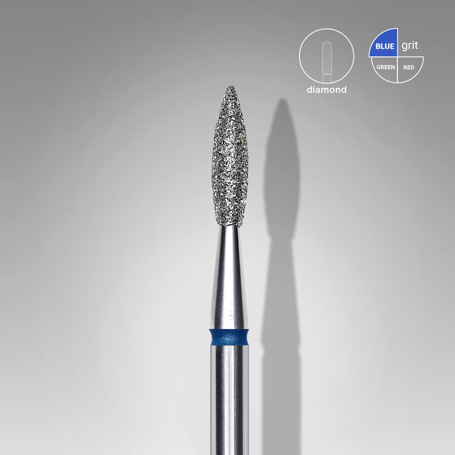 Staleks Diamond Nail Drill Bit Pointed Flame Blue EXPERT Head Diameter: 2.1 mm | Working Part: 8 mm