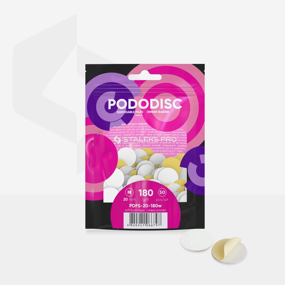 Staleks Disposable White Files on Soft Foam Layer for PODODISC M EXPERT 180 Grit (50 pcs)