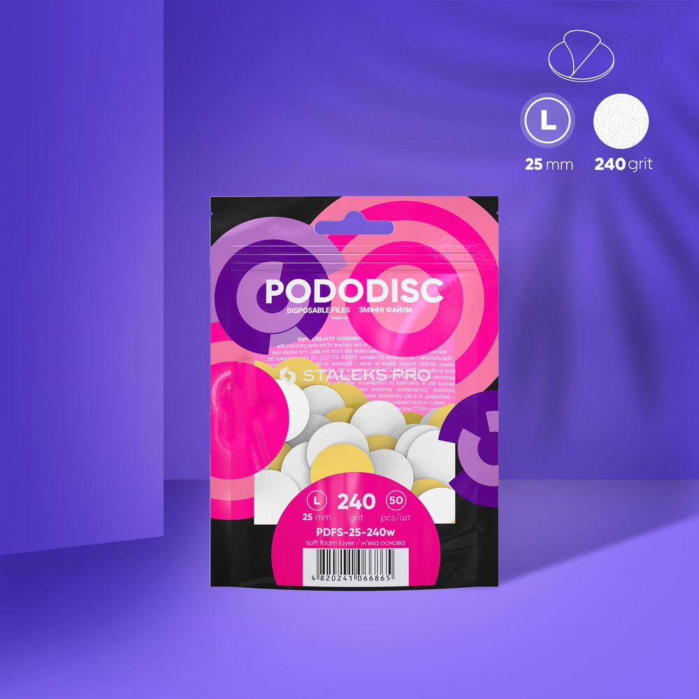 Staleks Disposable White Files on Soft Foam Layer for PODODISC L EXPERT 240 Grit (50 pcs)